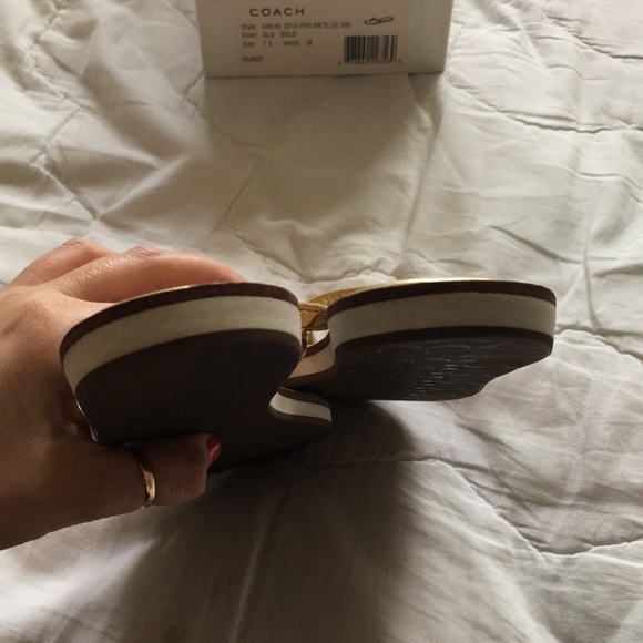 Coach Devlynn Metallic Gold Sandal - Picture 7 of 8